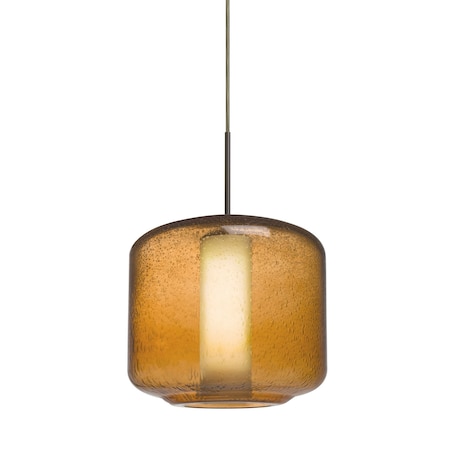 Besa Lighting Niles 10 Cord Pendant, Amber Bubble/Opal, Bronze, 1x60W Incandescent 1JT-NILES10AO-BR